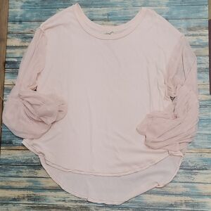 Free People Light Pink Long Sleeve Top